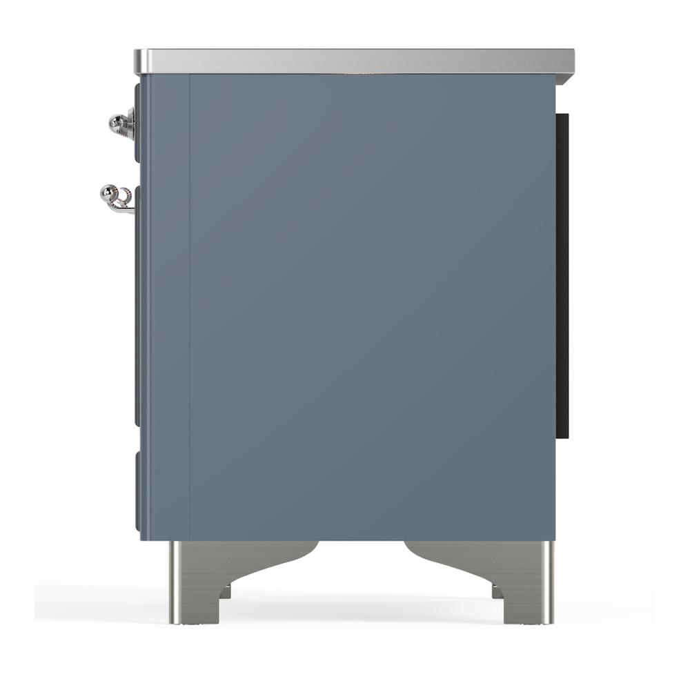 ILVE UMIB36QNR3BGC Majestic III 36 inch Induction Range with 6 Elements, 3.5 cu. ft. Total Oven Capacity (Solid Door, Blue Grey, Chrome)