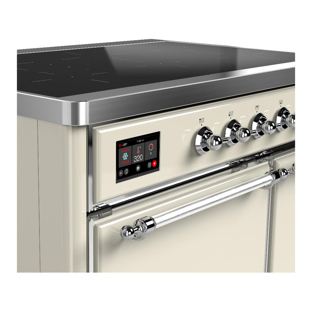 ILVE UMDIB40QNR3AWC Majestic III 40 inch Induction Range with 6 Elements, 3.82 cu. ft. Total Oven Capacity (Solid Door, Antique White, Chrome)