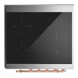 ILVE UMIB30NR3AWP Majestic III 30 inch Induction Range with 4 Elements, 4 cu. ft. Oven Capacity (Triple Glass Door, Antique White, Copper)