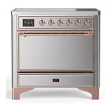 ILVE UMIB36QNR3SSP Majestic III 36 inch Induction Range with 6 Elements, 3.5 cu. ft. Total Oven Capacity (Solid Door, Stainless Steel, Copper)