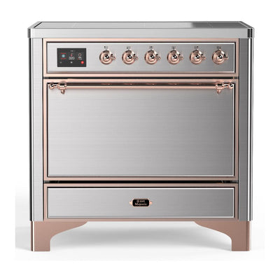 ILVE UMIB36QNR3SSP Majestic III 36 inch Induction Range with 6 Elements, 3.5 cu. ft. Total Oven Capacity (Solid Door, Stainless Steel, Copper)