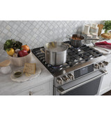 GE Cafe™ Series 30" Slide-In Front Control Dual-Fuel Range with Warming Drawer