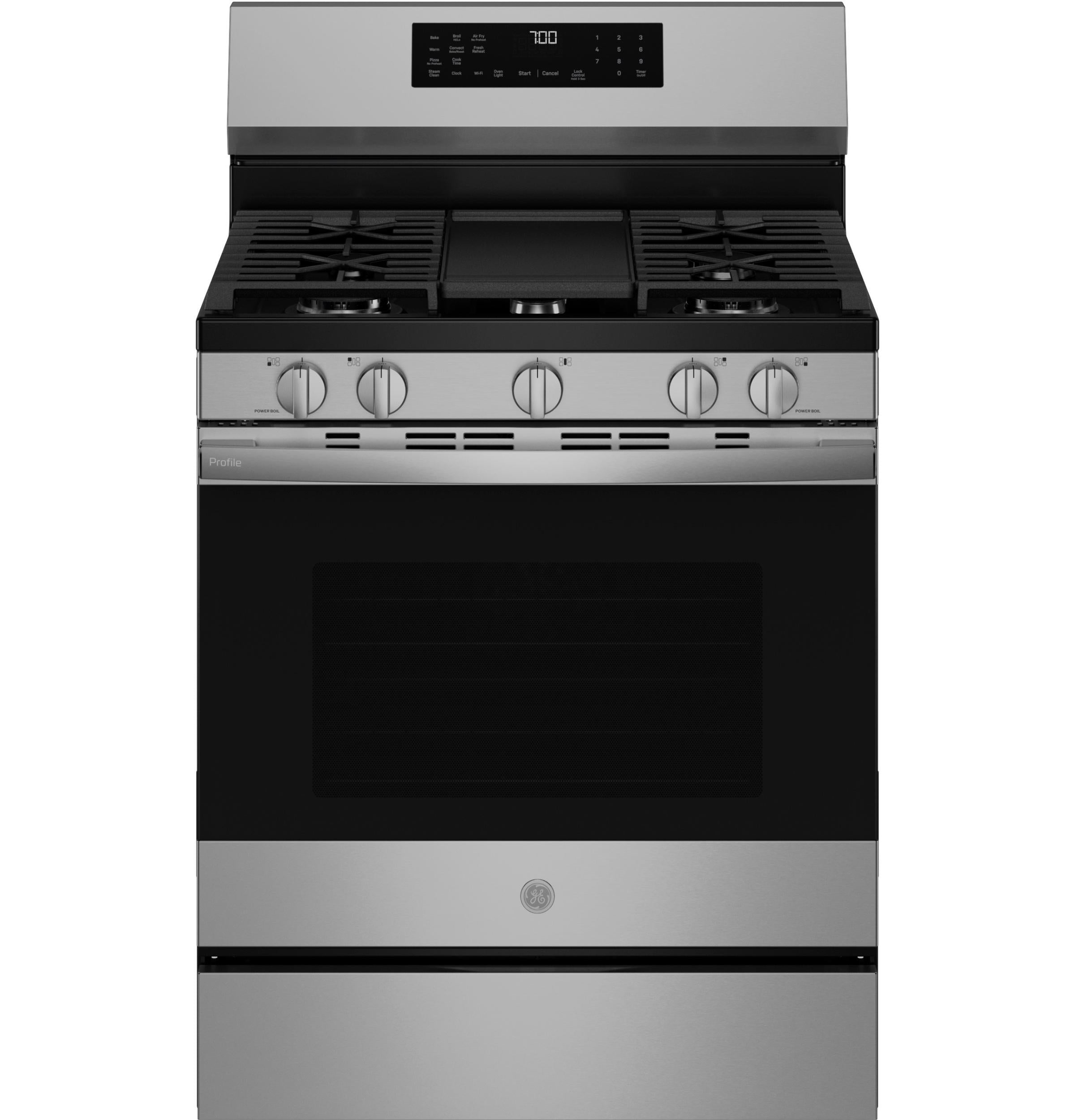 GE Profile™ 30" Smart Free-Standing Gas Convection Range with No Preheat Air Fry and EasyWash™ Oven Tray