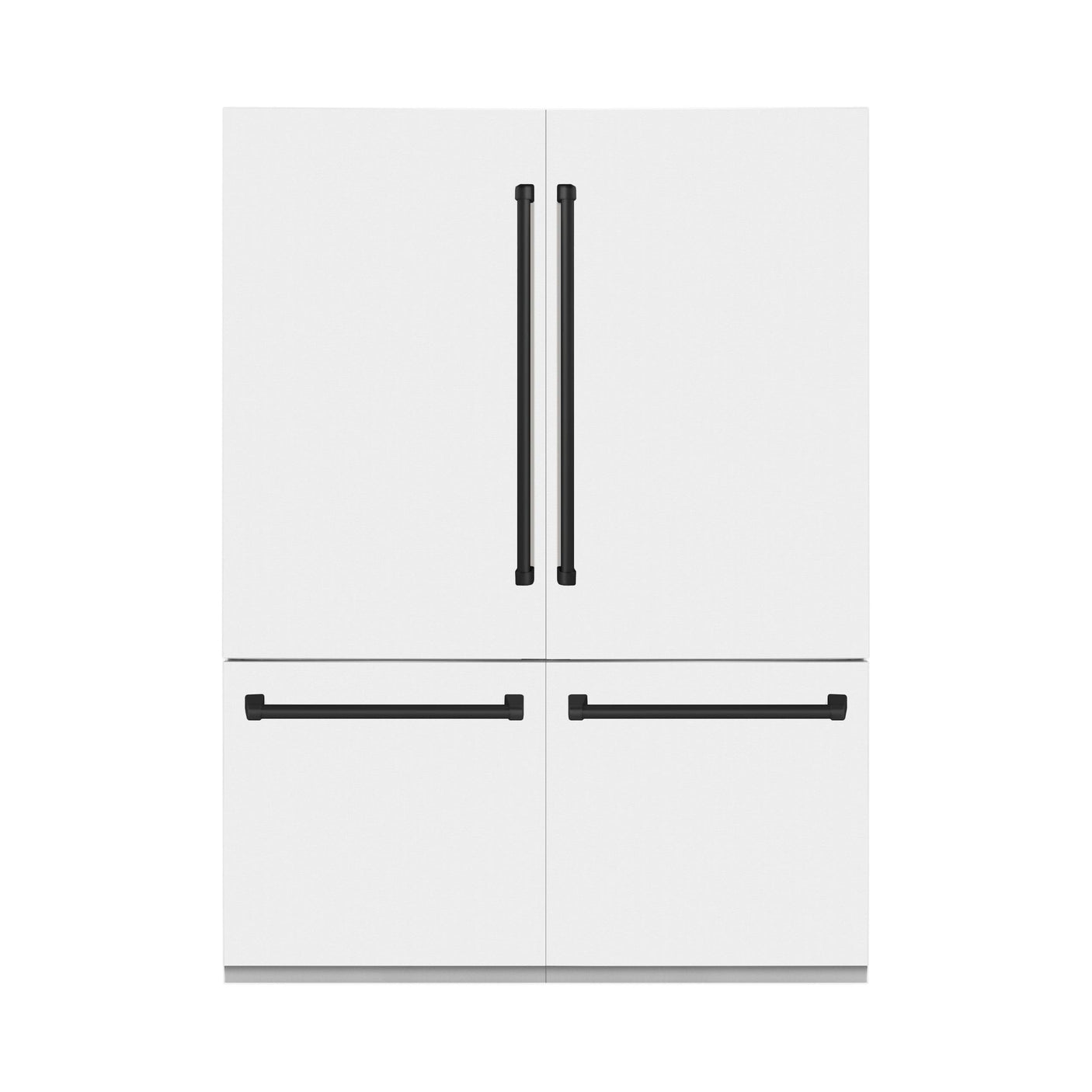 ZLINE 60" Autograph Edition 32.2 cu. ft. Built-in 4-Door French Door Refrigerator with Internal Water and Ice Dispenser in White Matte with Matte Black Accents (RBIVZ-WM-60-MB)