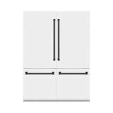 ZLINE 60" Autograph Edition 32.2 cu. ft. Built-in 4-Door French Door Refrigerator with Internal Water and Ice Dispenser in White Matte with Matte Black Accents (RBIVZ-WM-60-MB)