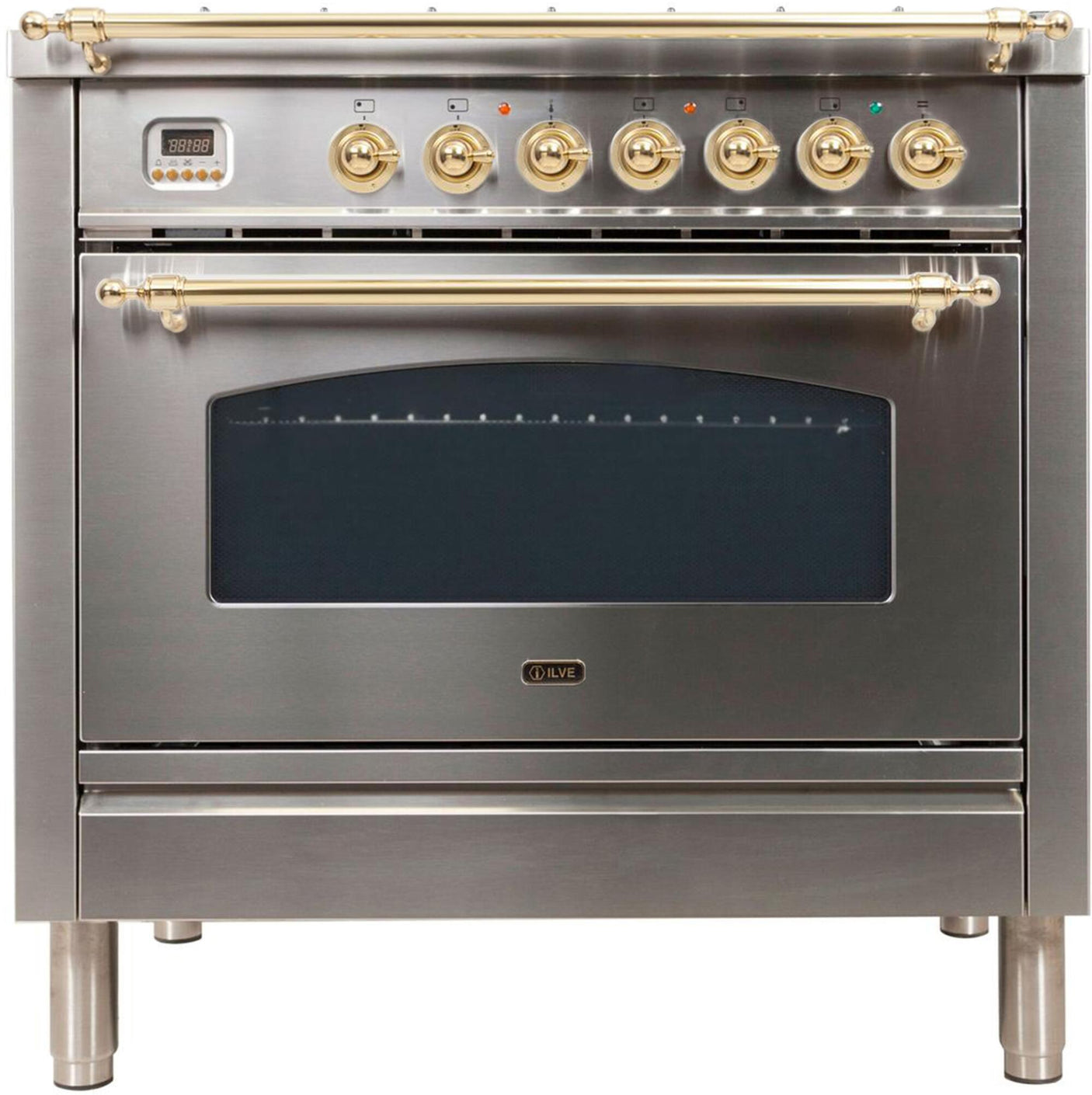 36" Nostalgie Series Freestanding Single Oven Dual Fuel Range with 5 Sealed Burners and Griddle in Stainless Steel