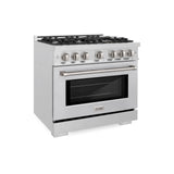ZLINE 36 in. 5.2 cu. ft. Select Dual Fuel Range with 6 Burner Gas Cooktop and Electric Convection Oven in DuraSnow' Stainless Steel (HDRS-36)