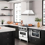 30 in. ZLINE Autograph Edition DuraSnow Stainless Steel Range Hood with White Matte Shell and Accented Handle (8654SNZ-WM30) [Color: Matte Black]