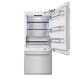 ZLINE 36 in. 19.8 cu. ft. Built-In Bottom Freezer Refrigerator with Water Dispenser and Ice Maker in DuraSnow' Stainless Steel (RBIT-SN-36)