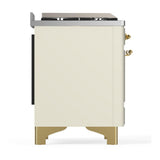 ILVE UM36FNR3AWG Majestic III 36 inch Dual Fuel Range with 6 Black Brass Burners and Griddle, Dual Function Burner up to 25,000 BTU (Triple Glass Door, Antique White, Brass, Natural Gas)