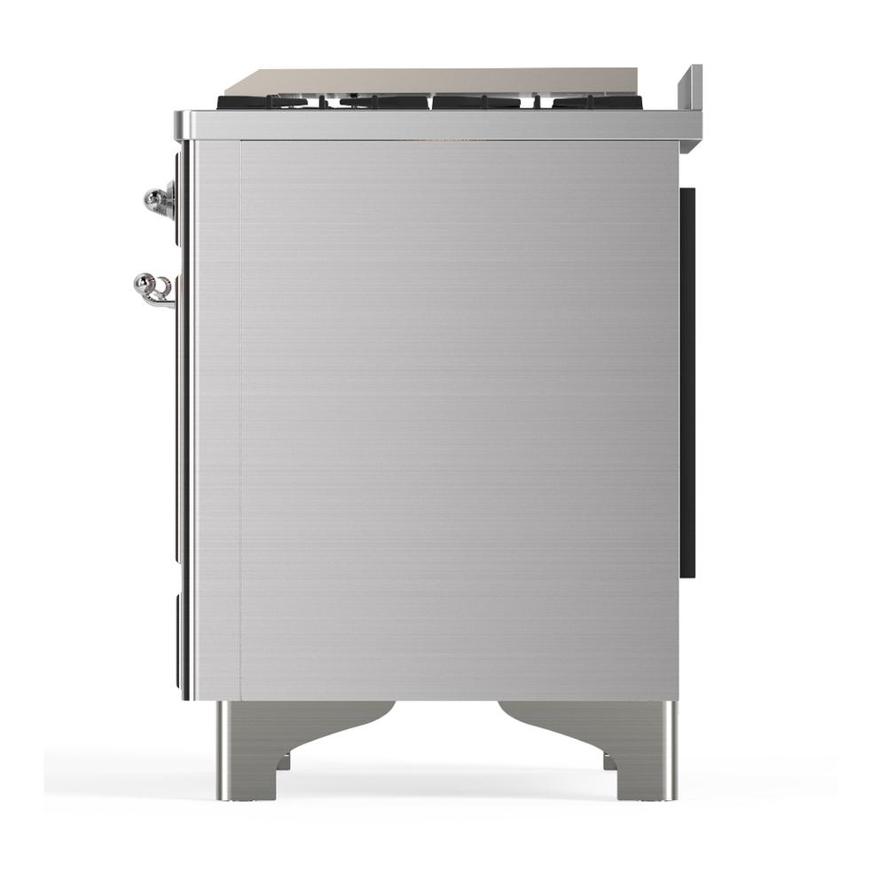 ILVE UMD40FNR3SSCLP Majestic III 40 inch Dual Fuel Range with 6 Burners and Griddle, Dual Function Burner up to 25,000 BTU (Liquid Propane, Triple Glass Door, Stainless Steel, Chrome)