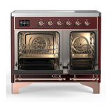 ILVE UMDIB40QNR3BUP Majestic III 40 inch Induction Range with 6 Elements, 3.82 cu. ft. Total Oven Capacity (Solid Door, Burgundy, Copper)