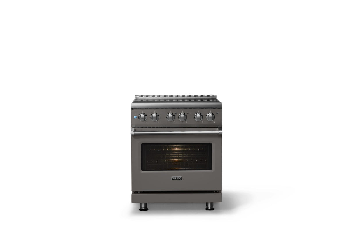 30"W. Electric Range (Finish: Damascus Gray, Trim: Polished Chrome)