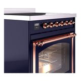 ILVE UNI304NMPMBP Nostalgie II Noblesse 30 inch Induction Range (Triple Glass Door, Midnight Blue, Copper)