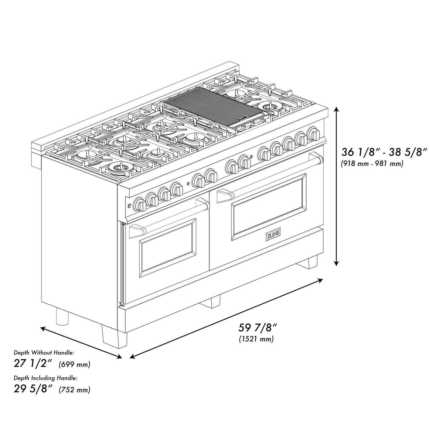ZLINE 60 in. 7.4 cu. ft. Dual Fuel Range with Gas Stove and Electric Oven in DuraSnow Stainless Steel and Colored Door Options (RAS-60) [Color: DuraSnow Stainless Steel with Blue Matte Door]