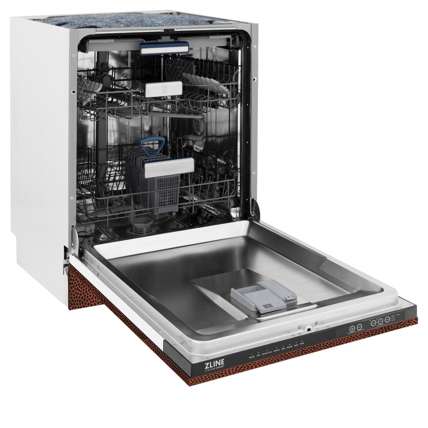 ZLINE 24" Tallac Series 3rd Rack Dishwasher with Traditional Handle, 51dBa (DWV-24) [Color: Hand Hammered Copper]