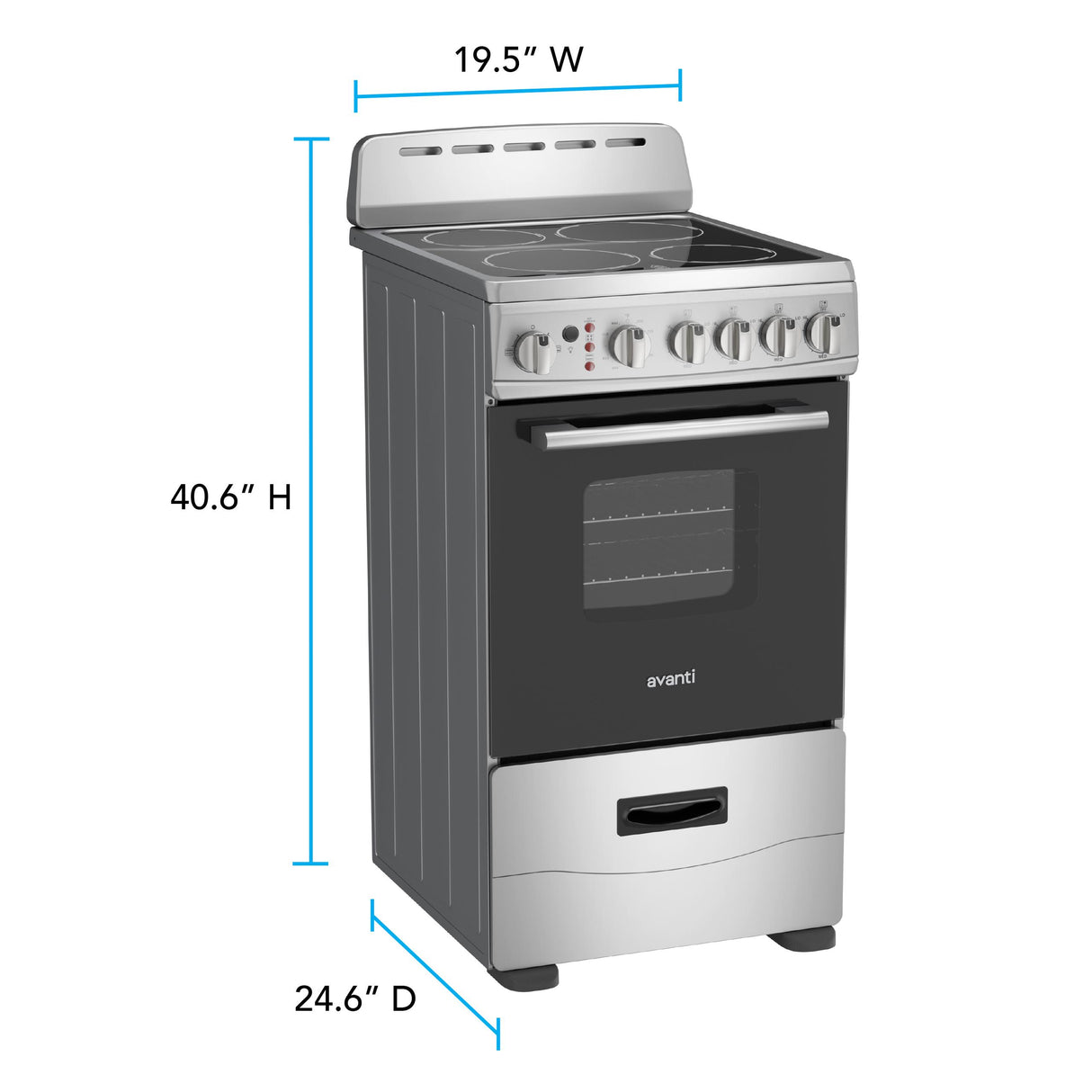 Avanti 20-Inch Freestanding Electric Range with Ceramic Glass Cooktop, in Stainless Steel (CERU200P3S)