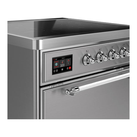 ILVE UMIB30QNR3SSC Majestic III 30 inch Induction Range with 4 Elements, 4 cu. ft. Oven Capacity (Solid Door, Stainless Steel, Chrome)