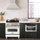 30 in. ZLINE Autograph Edition DuraSnow Stainless Steel Range Hood with DuraSnow Stainless Steel Shell and Handle (8654SNZ-30) [Color: Gold]