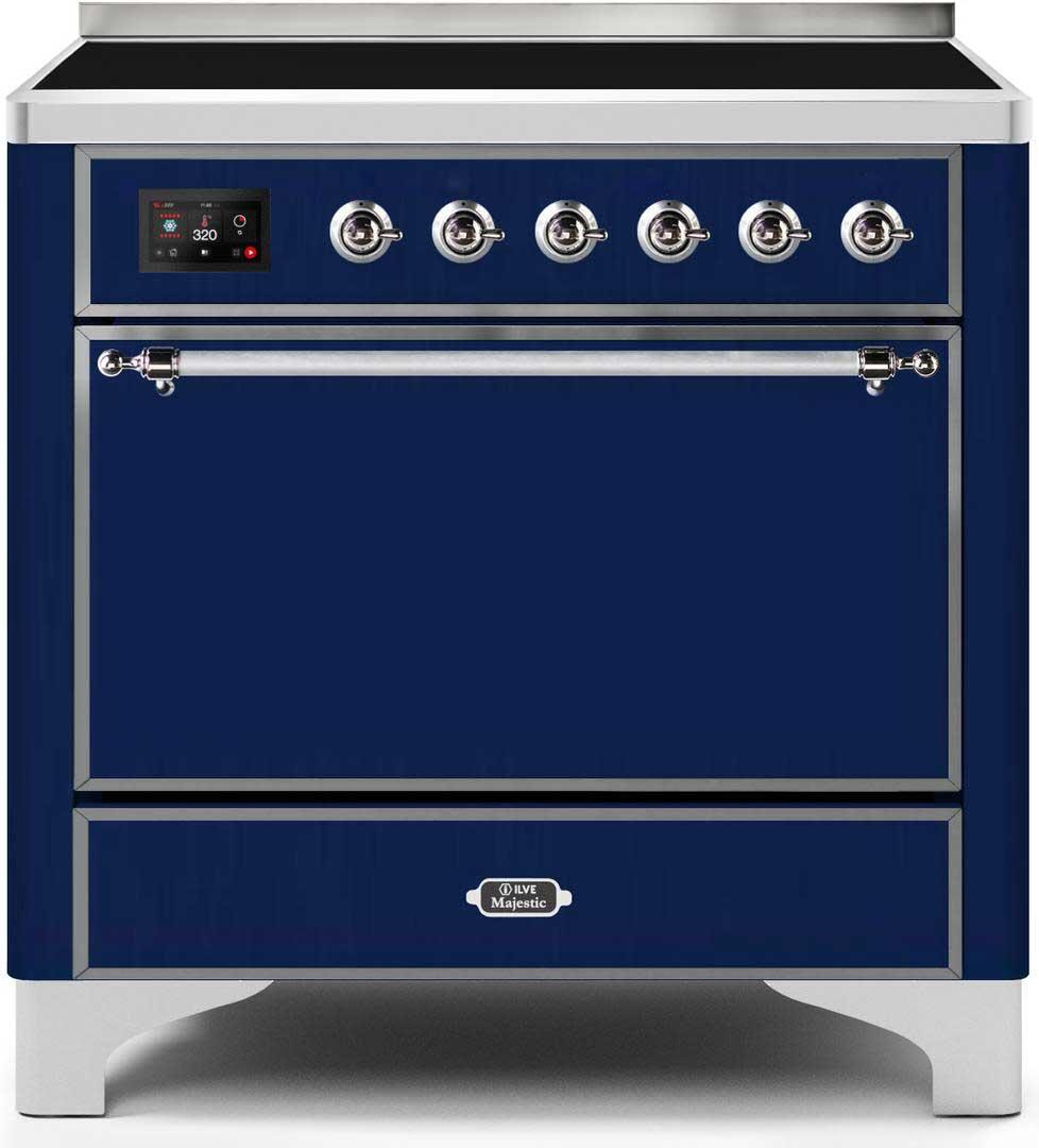 Majestic II 36 Inch Electric Freestanding Range in Blue with Chrome Trim