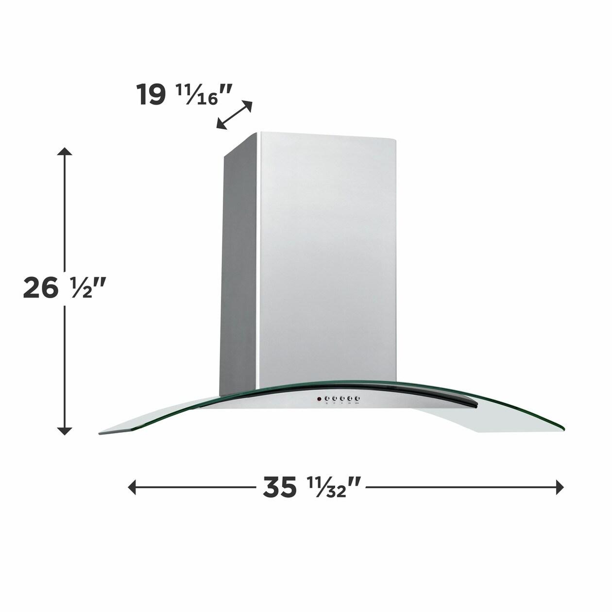 36" Glass Canopy Wall-Mount Hood