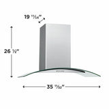 36" Glass Canopy Wall-Mount Hood