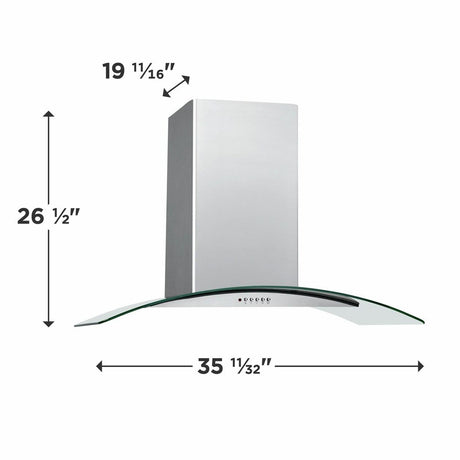 36" Glass Canopy Wall-Mount Hood
