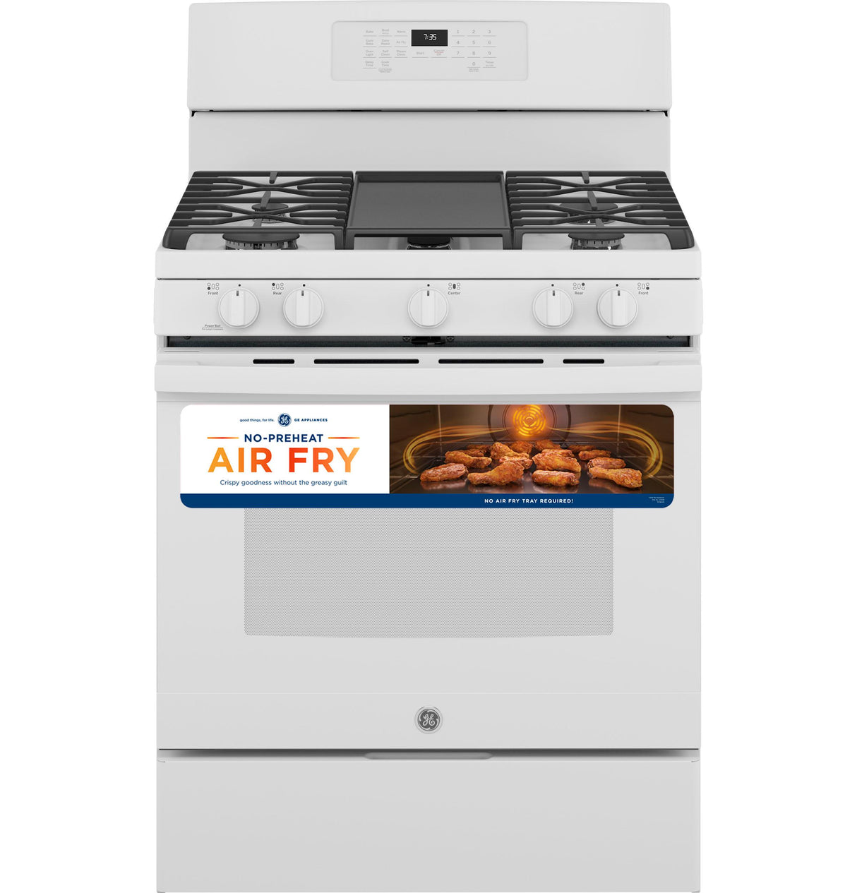 GE® 30" Free-Standing Gas Convection Range with No Preheat Air Fry