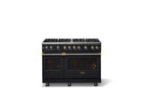 48"W. Sealed Burner Gas Range (Burner: 8b, Finish: Onyx, Trim: Polished Chrome, Fuel: Propane)