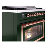 ILVE UN36FNMPEGP Nostalgie II Noblesse 36 inch Dual Fuel Range (Natural Gas, Triple Glass Door, Emerald Green, Copper)