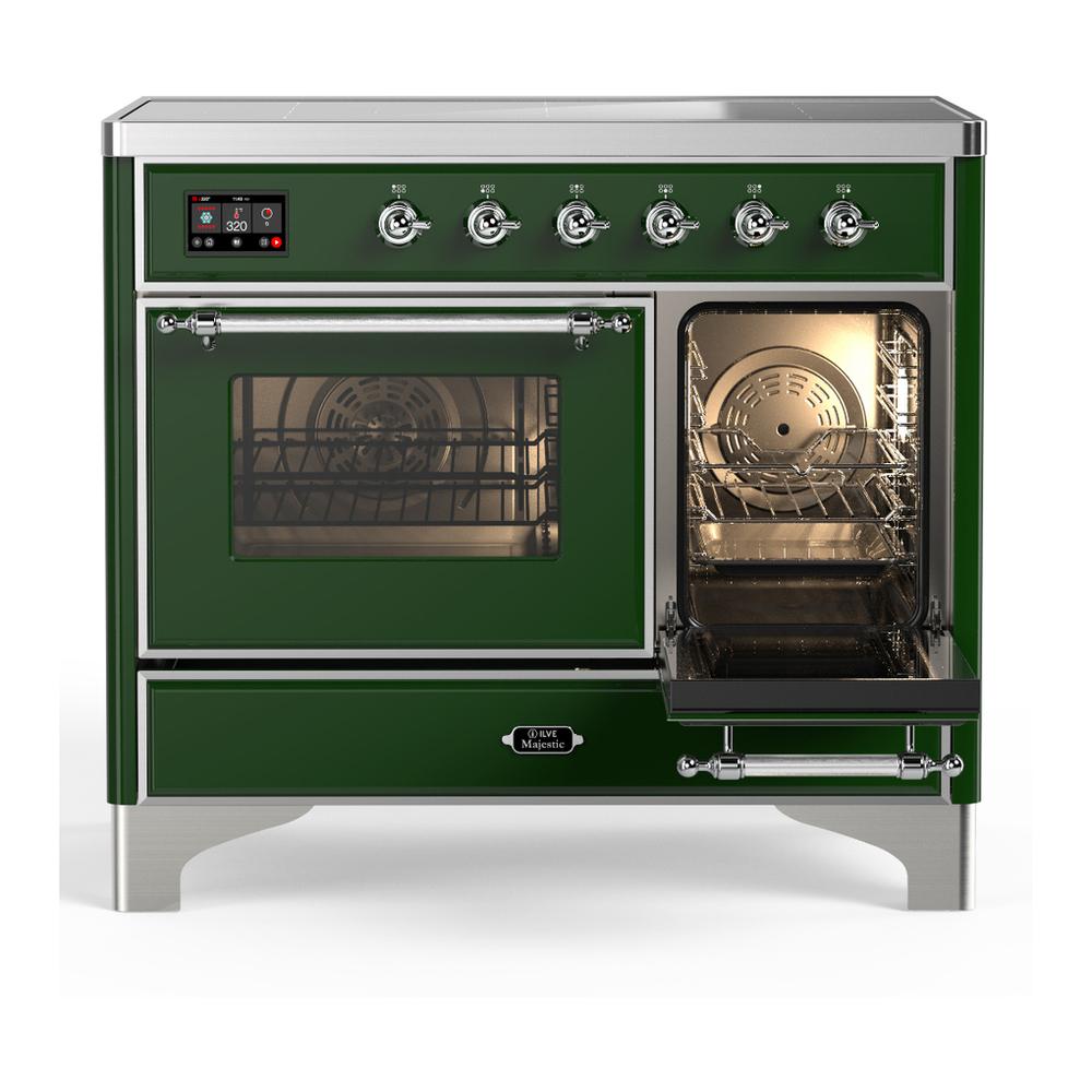 ILVE UMDIB40NR3EGC Majestic III 40 inch Induction Range with 6 Elements, 3.82 cu. ft. Total Oven Capacity (Triple Glass Door, Emerald Green, Chrome)
