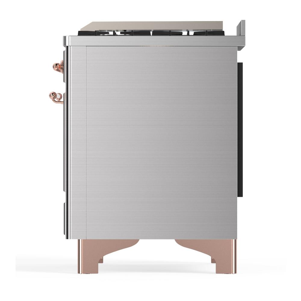 ILVE UM60FNR3SSPLP Majestic III 60 inch Dual Fuel Range with 9 Burners and Griddle, Dual Function Burner up to 25,000 BTU (Liquid Propane, Triple Glass Door, Stainless Steel, Copper)