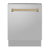 ZLINE Autograph Edition 24" 3rd Rack Top Control Tall Tub Dishwasher in Stainless Steel with Accent Handle, 51dBa (DWVZ-304-24) [Color: Champagne Bronze]