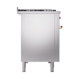 ILVE UN48FQNMPSSP Nostalgie II Noblesse 48 inch Dual Fuel Range (8 Sealed Burners + Griddle, Natural Gas, Solid Door, Stainless Steel, Copper)