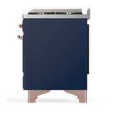 ILVE UMD40FNR3MBP Majestic III 40 inch Dual Fuel Range with 6 Burners and Griddle, Dual Function Burner up to 25,000 BTU (Natural Gas, Triple Glass Door, Midnight Blue, Copper)