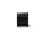 30"W. Induction Range (Finish: Onyx, Trim: Brushed Brass)