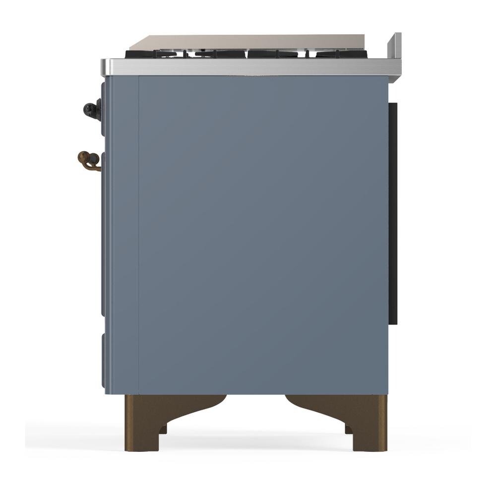ILVE UM60FQNR3BGB Majestic III 60 inch Dual Fuel Range with 9 Burners and Griddle, Dual Function Burner up to 25,000 BTU (Natural Gas, Solid Door, Blue Grey, Burnished)