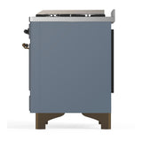 ILVE UM60FQNR3BGB Majestic III 60 inch Dual Fuel Range with 9 Burners and Griddle, Dual Function Burner up to 25,000 BTU (Natural Gas, Solid Door, Blue Grey, Burnished)