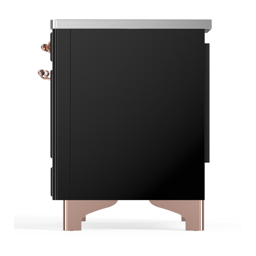 ILVE UMDIB40QNR3BKP Majestic III 40 inch Induction Range with 6 Elements, 3.82 cu. ft. Total Oven Capacity (Solid Door, Glossy Black, Copper)