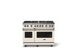 48"W. Sealed Burner Gas Range (Burner: 8b, Finish: Pure White, Trim: Brushed Brass, Fuel: Natural Gas)