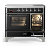 ILVE UMDIB40NR3BKC Majestic III 40 inch Induction Range with 6 Elements, 3.82 cu. ft. Total Oven Capacity (Triple Glass Door, Glossy Black, Chrome)