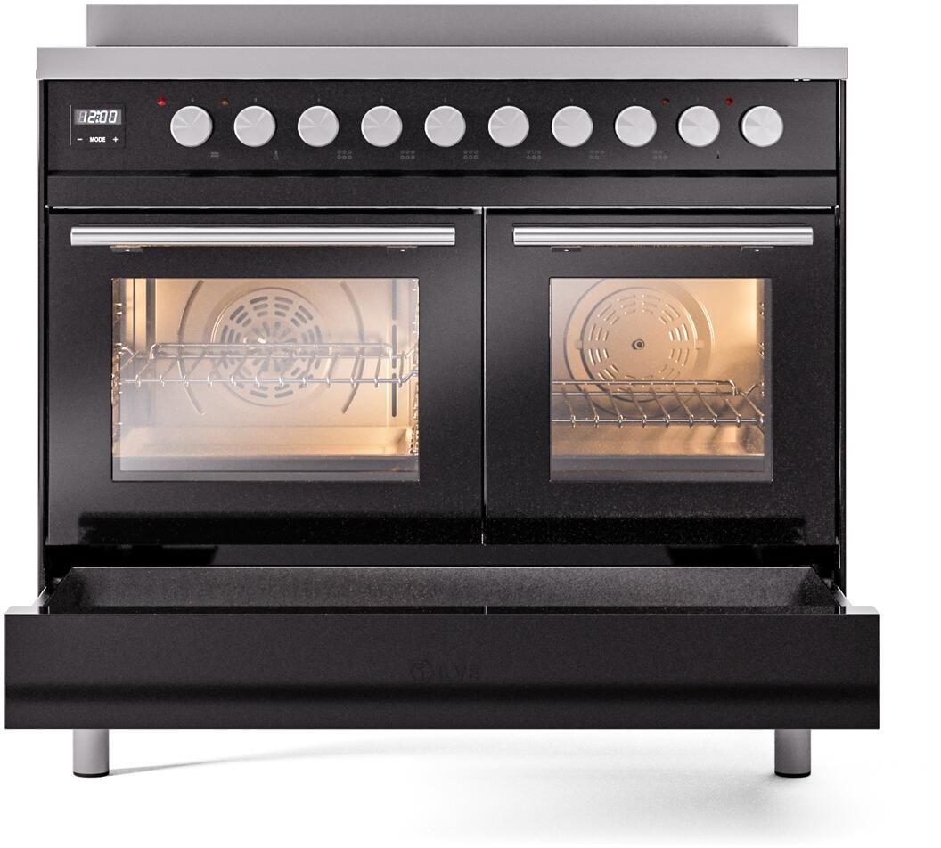 Professional Plus II 40 Inch Electric Freestanding Range in Glossy Black with Trim