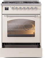 Nostalgie II 30 Inch Dual Fuel Liquid Propane Freestanding Range in Antique White with Chrome Trim