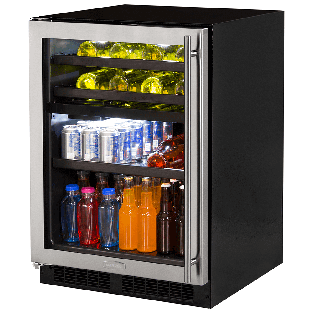 24-In Built-In Dual Zone Wine And Beverage Center with Door Style - Stainless Steel Frame Glass, Door Swing - Left