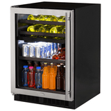 24-In Built-In Dual Zone Wine And Beverage Center with Door Style - Stainless Steel Frame Glass, Door Swing - Left