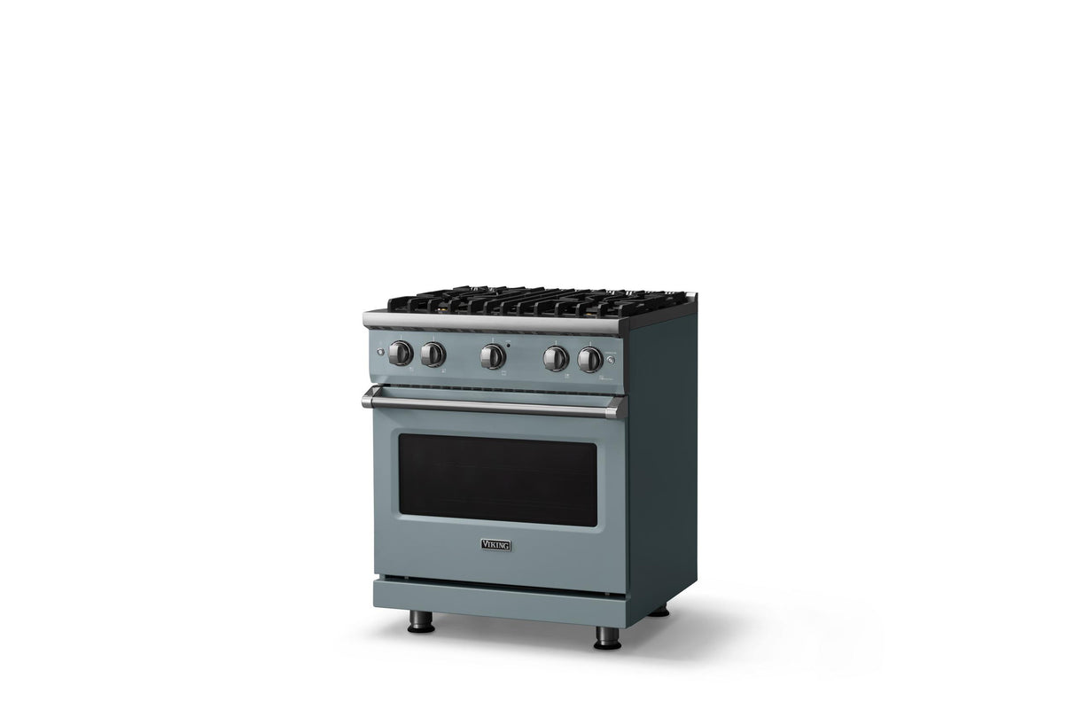 30"W. Sealed Burner Gas Range (Finish: November Sky, Trim: Polished Chrome, Fuel: Natural Gas)