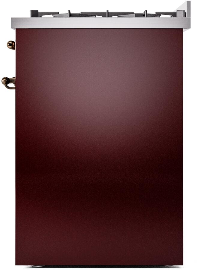 Nostalgie II 30 Inch Dual Fuel Liquid Propane Freestanding Range in Burgundy with Bronze Trim