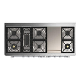 ILVE UM60FQNR3MBC Majestic III 60 inch Dual Fuel Range with 9 Burners and Griddle, Dual Function Burner up to 25,000 BTU (Natural Gas, Solid Door, Midnight Blue, Chrome)