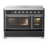 ILVE UMIB48NR3MGC Majestic III 48 inch Induction Range with 6 Elements, 5.02 cu. ft. Total Oven Capacity (Triple Glass Door, Graphite Matte, Chrome)