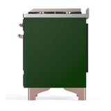 ILVE UMD40FQNR3EGPLP Majestic III 40 inch Dual Fuel Range with 6 Burners and Griddle, Dual Function Burner up to 25,000 BTU (Liquid Propane, Solid Door, Emerald Green, Copper)